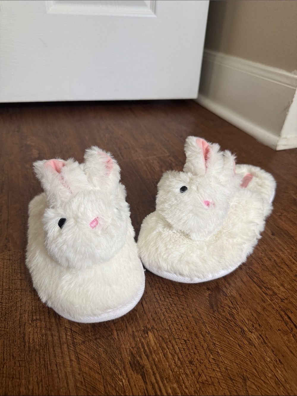 Cozy White Plush Bunny Slippers for Small Pets